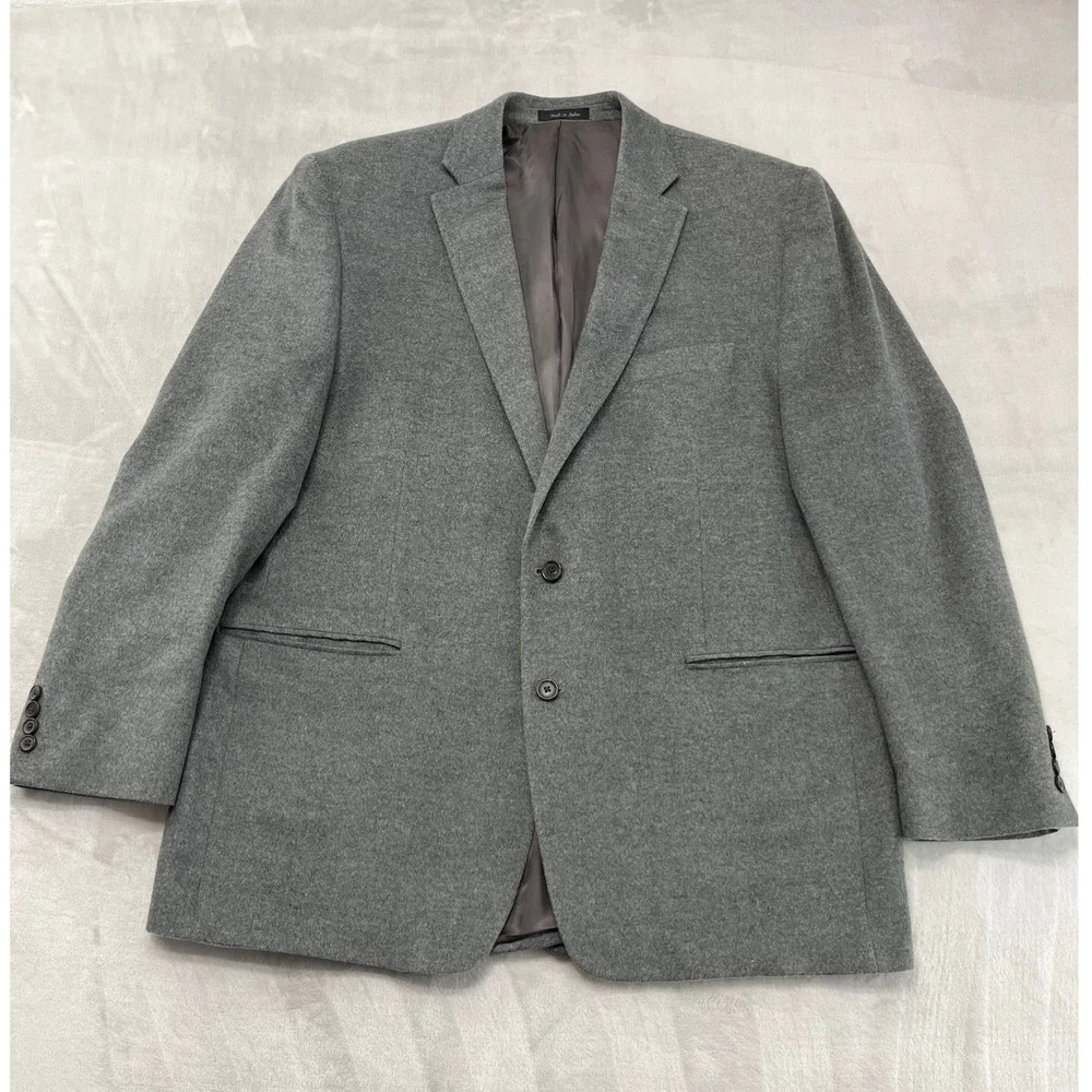 Lauren Ralph Lauren Blazer Mens 48L Grey Silk Wool Cashmere Sport Coat Excellent